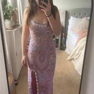 Elegant Pink and Purple Embellished Dress